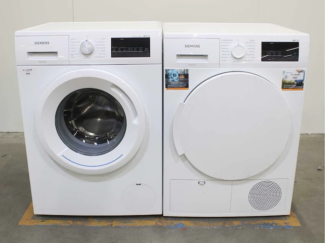 Siemens iq300 isensoric aquastop iqdrive wasmachine & siemens iq300 isensoric wasdroger - afbeelding 1 van  6