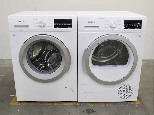 Siemens iq500 isensoric aquastop iqdrive wasmachine & siemens iq500 isensoric bestcollection selfcleaning condenser wasdroger - afbeelding 1 van  8