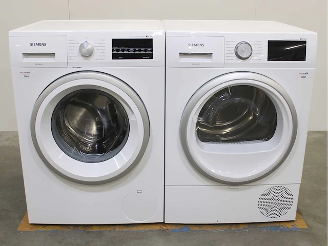 Siemens iq500 isensoric aquastop iqdrive wasmachine & siemens iq500 isensoric selfcleaning condenser wasdroger - afbeelding 1 van  8