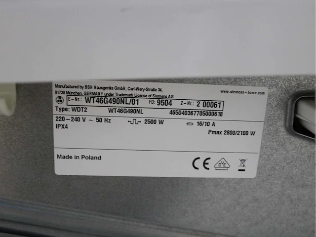 Siemens iq500 isensoric iqdrive extraklasse wasmachine & siemens iq500 isensoric extraklasse droger - afbeelding 8 van  8