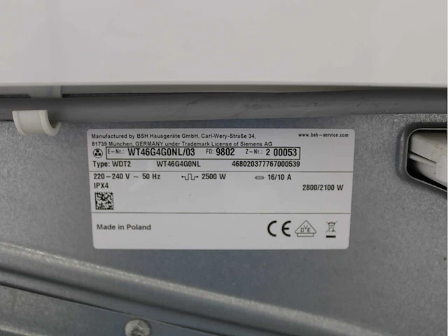 Siemens iq700 isensoric aquastop wasmachine & siemens iq500 isensoric bestcollection wasdroger - afbeelding 8 van  8