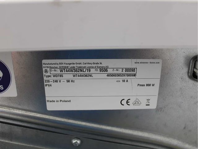 Siemens iq700 isensoric aquastop wasmachine & siemens iq500 isensoric selfcleaning condenser wasdroger - afbeelding 8 van  8