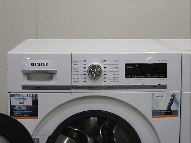 Siemens iq700 isensoric aquastop wasmachine & siemens iq700 selfcleaning condenser wasdroger - afbeelding 3 van  7