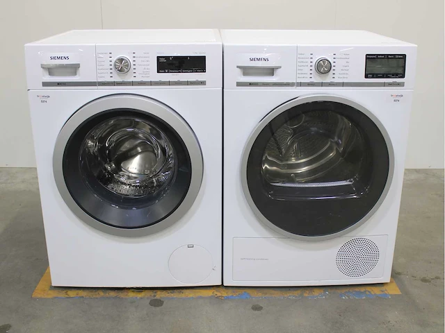 Siemens iq700 isensoric aquastop wasmachine & siemens iq800 isensoric selfcleaning condenser wasdroger - afbeelding 1 van  8