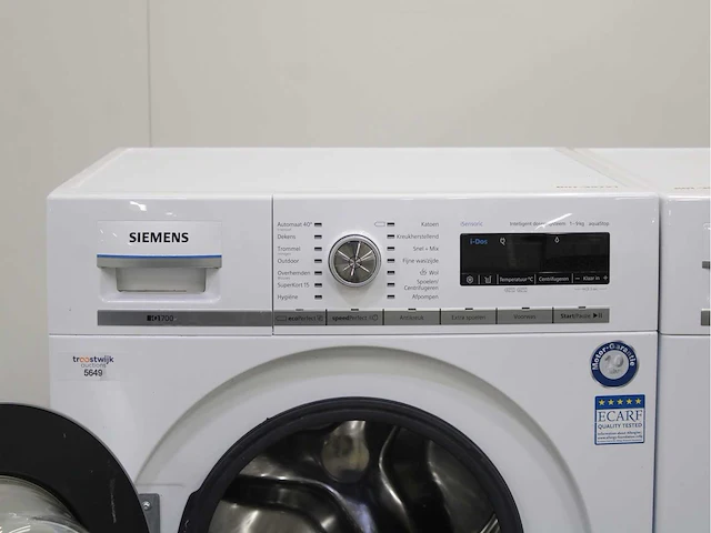 Siemens iq700 isensoric aquastop wasmachine & siemens iq800 isensoric selfcleaning condenser wasdroger - afbeelding 3 van  8