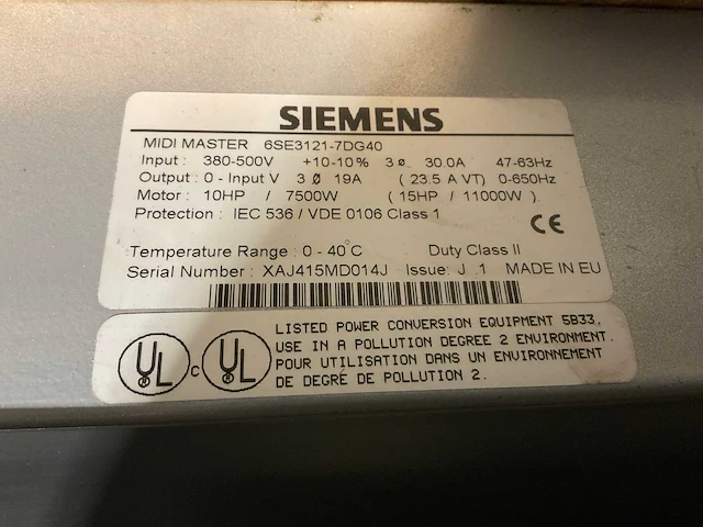 Siemens midi master 6se3121-7dg4g frequentieregelaar - afbeelding 3 van  4