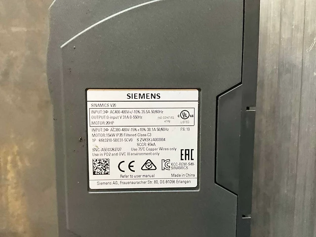 Siemens sinamics v20 15kw frequentieregelaar - afbeelding 3 van  3