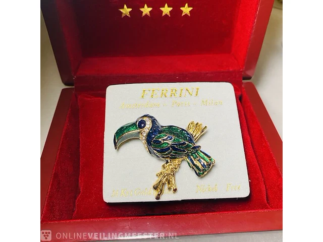 Sieraad - vincent ferrini 14kt goud toekan edelstenen - afbeelding 1 van  4