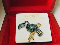 Sieraad - vincent ferrini 14kt goud toekan edelstenen - afbeelding 1 van  4