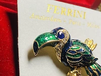 Sieraad - vincent ferrini 14kt goud toekan edelstenen - afbeelding 3 van  4