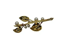 Sieraad, broche 14k goud met parels, goud - afbeelding 3 van  4