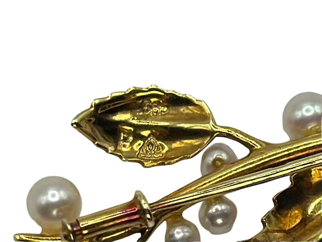 Sieraad, broche 14k goud met parels, goud - afbeelding 4 van  4