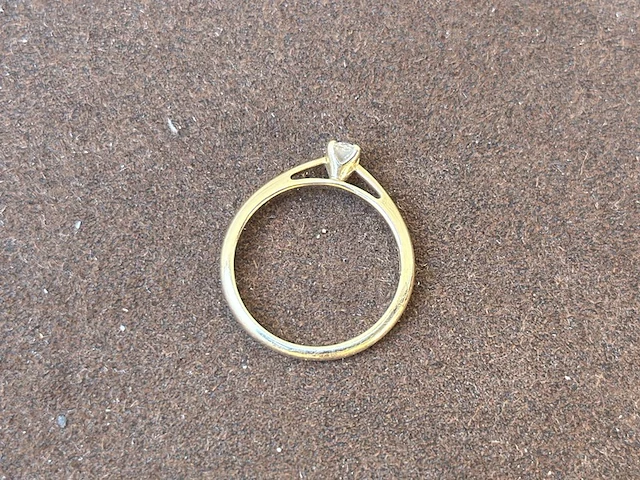 Sieraad, ring, trouwring 14kt met diamant, goud - afbeelding 4 van  5