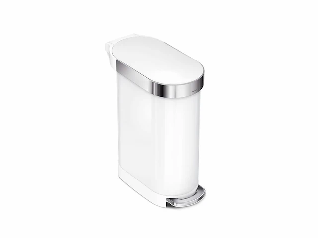 Simplehuman afvalemmer slim 45 liter wit rvs - afbeelding 1 van  6