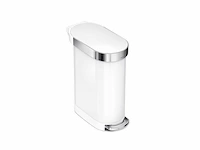 Simplehuman afvalemmer slim 45 liter wit rvs - afbeelding 1 van  6