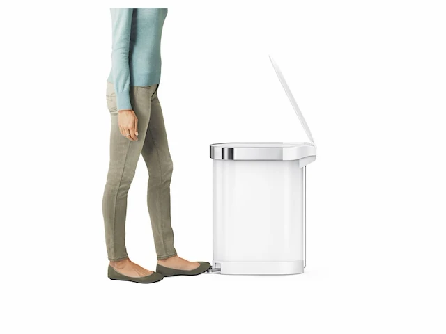 Simplehuman afvalemmer slim 45 liter wit rvs - afbeelding 3 van  6