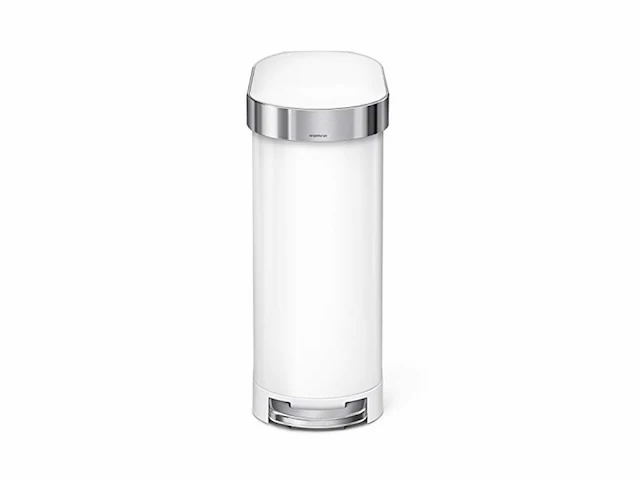 Simplehuman afvalemmer slim 45 liter wit rvs - afbeelding 4 van  6