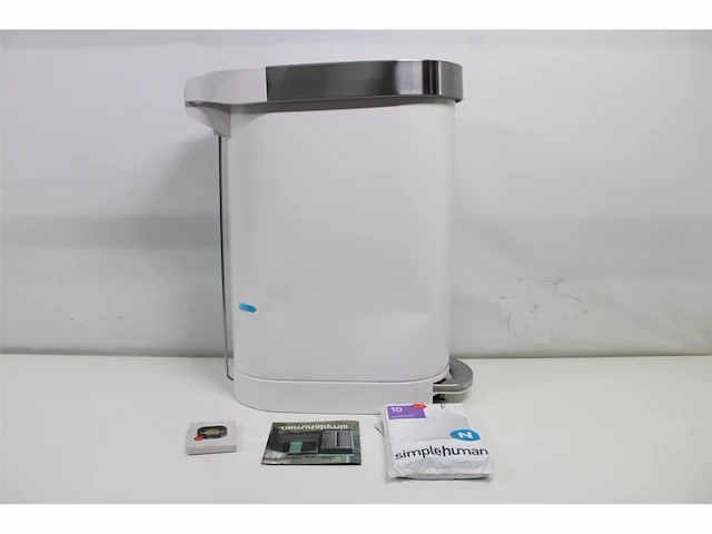 Simplehuman afvalemmer slim 45 liter wit rvs - afbeelding 5 van  6