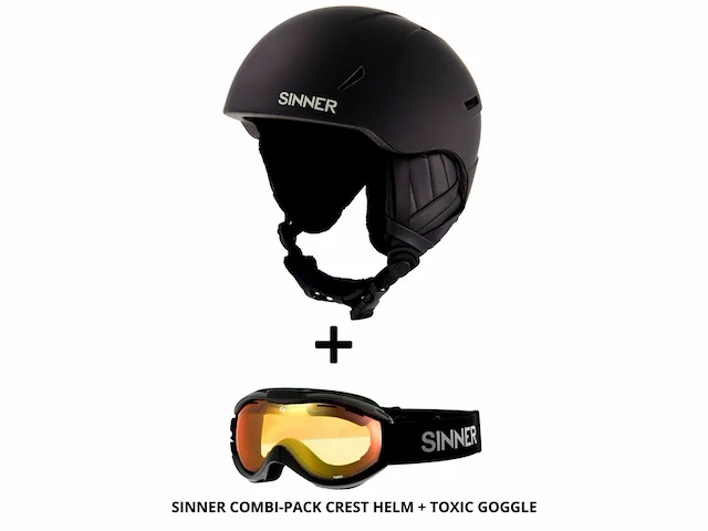 Sinner combi-pack crest skihelm + toxic skibril zwart maat s - afbeelding 2 van  4