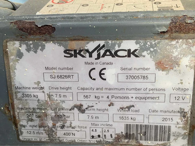 Skyjack sj6826rt ruwterrein hoogwerker 4x4 - afbeelding 16 van  25