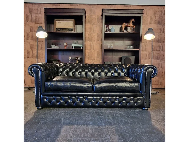 Slaapbank chesterfield, brighton, zwart - afbeelding 1 van  12