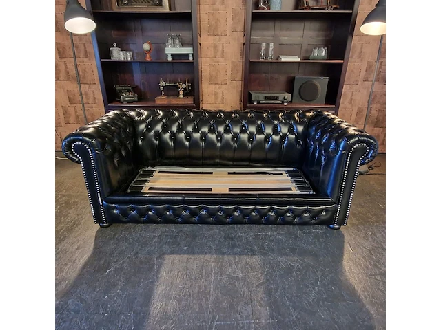 Slaapbank chesterfield, brighton, zwart - afbeelding 9 van  12