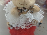 Sleutlhanger beertje rood wit 3 stuks - afbeelding 2 van  5