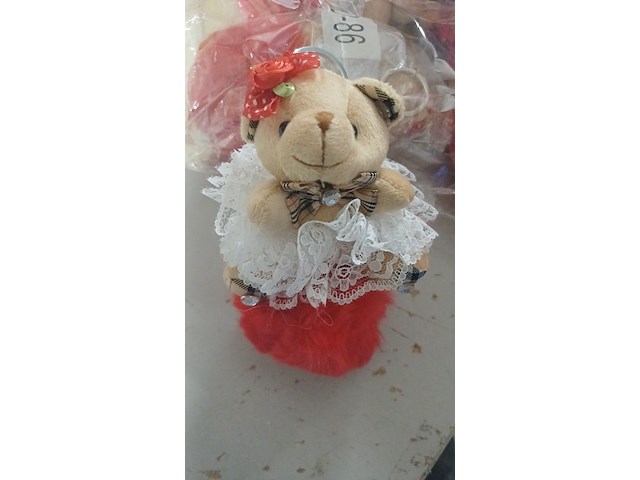 Sleutlhanger beertje rood wit 3 stuks - afbeelding 1 van  5