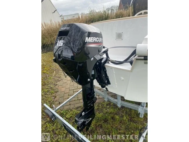 Sloep / console boot met 15 pk 4 takt mercury motor searider, 500 retro, bouwjaar 2021 - afbeelding 16 van  16