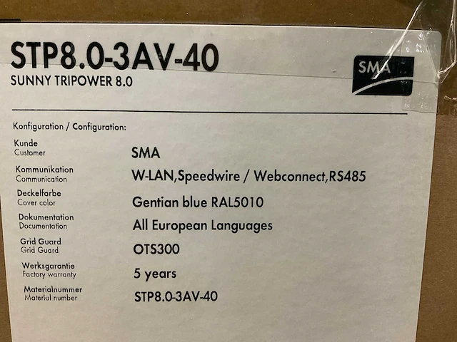 Sma - sunny tripower 8.0 - omvormer (26x) - afbeelding 3 van  3