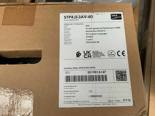 Sma stp4.0-3av-40 omvormer - afbeelding 3 van  3
