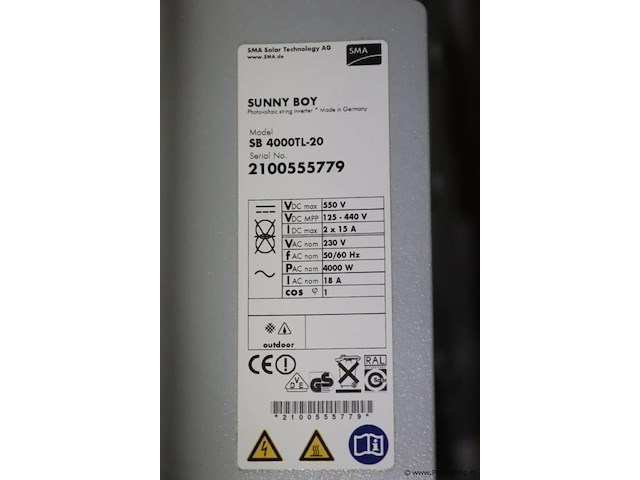 Sma sunny boy inverter/omvormer| model sb 4000tl-20 | 47x44x17cm - afbeelding 5 van  6