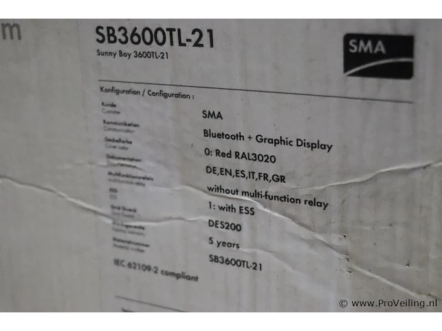 Sma sunny boy inverter/omvormer| model sb3600tl-21 | nieuw in doos - afbeelding 4 van  5