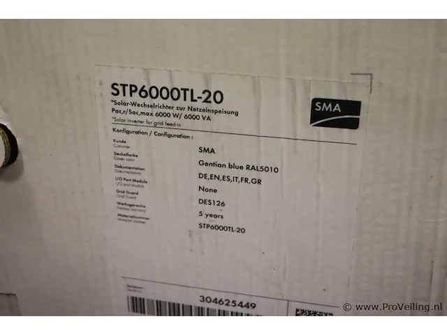 Sma sunny tripower inverter/omvormer| model stp6000tl-20 - afbeelding 6 van  7