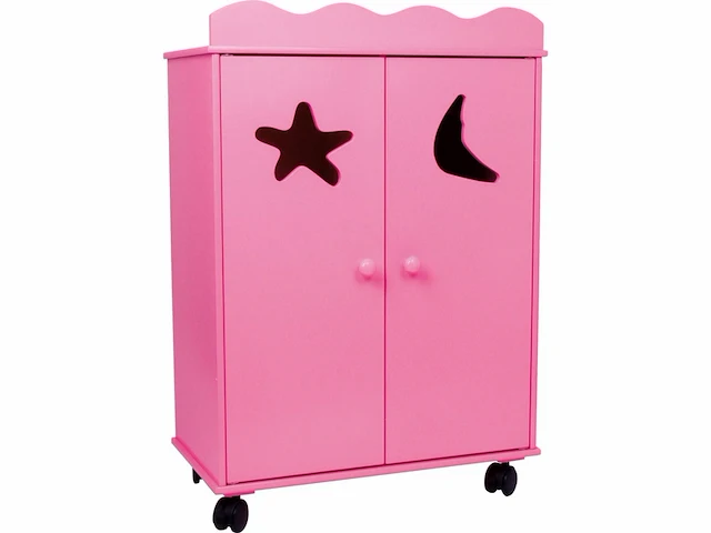 Small foot base toys houten poppen kledingkast roze - afbeelding 1 van  3