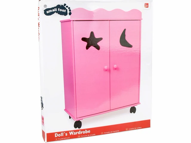 Small foot base toys houten poppen kledingkast roze - afbeelding 3 van  3