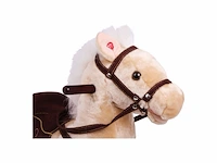 Small foot houten schommelpaard pluche shaggy bruin - afbeelding 2 van  5