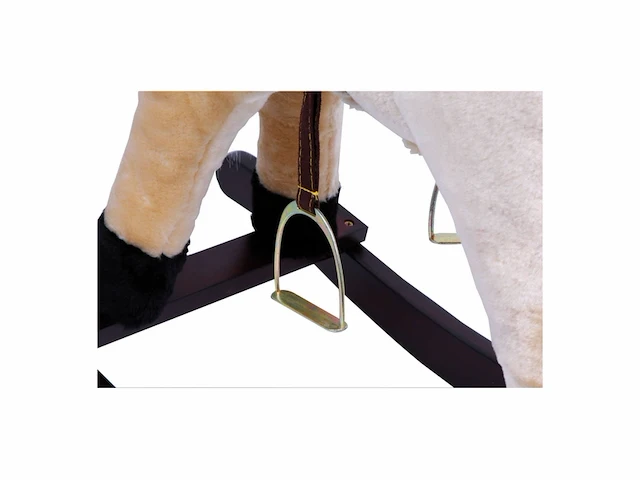 Small foot houten schommelpaard pluche shaggy bruin - afbeelding 3 van  5