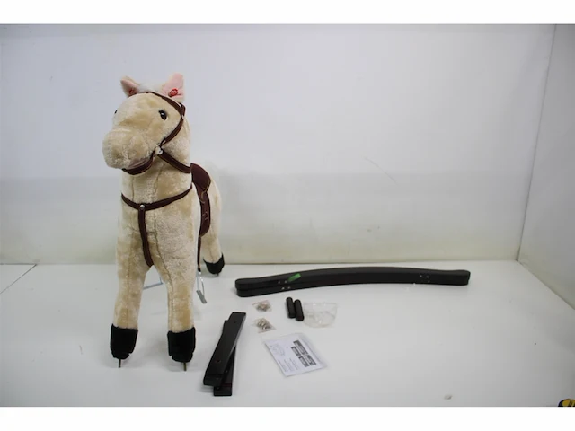 Small foot houten schommelpaard pluche shaggy bruin - afbeelding 4 van  5