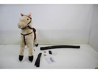 Small foot houten schommelpaard pluche shaggy bruin - afbeelding 4 van  5