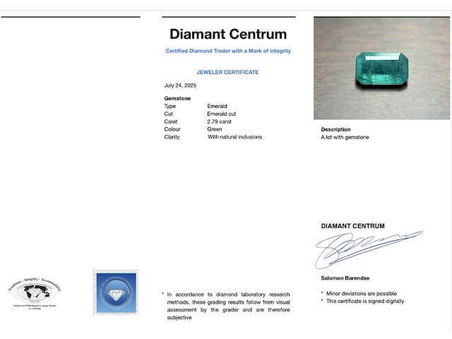 Smaragd - 2.79 carat natuurlijke smaragd - afbeelding 3 van  4