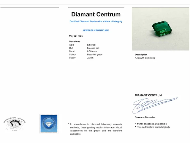 Smaragd colombia 0.30 ct - afbeelding 3 van  3