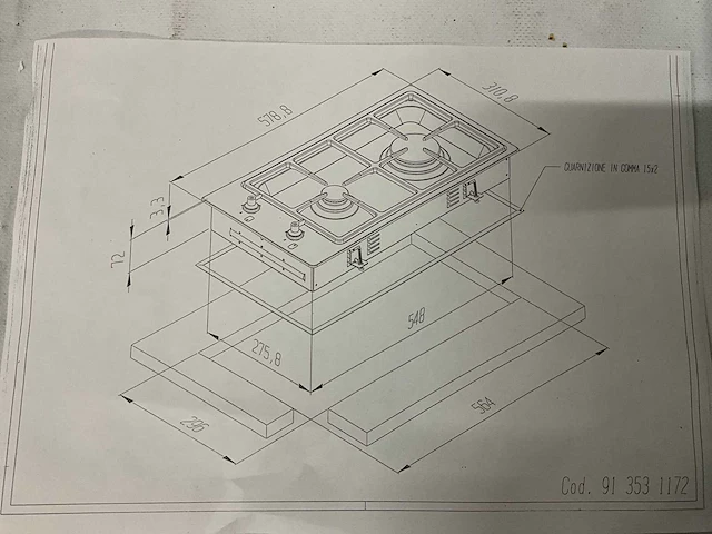 Smeg domino kookplaat pdxf 30s-1 inbouw incl propaanombouwset - afbeelding 4 van  5