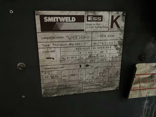 Smitweld thyropuls mig400 lasapparaat - afbeelding 7 van  7