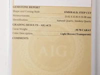 Smokey quartz 39.70ct aig certified - afbeelding 7 van  8
