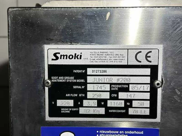 Smoki - sjunior 200 - afzuiginstallatie met waterfilter (gedemonteerd) - afbeelding 6 van  6