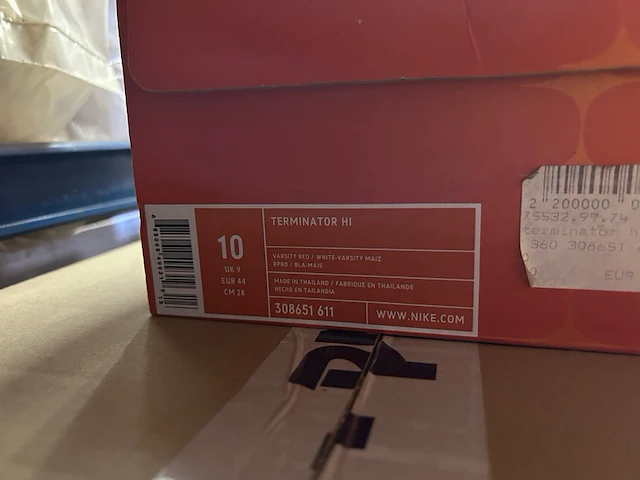 Sneakers limited edition maat 44 nike , terminator hi, rood/geel/wit - afbeelding 5 van  6