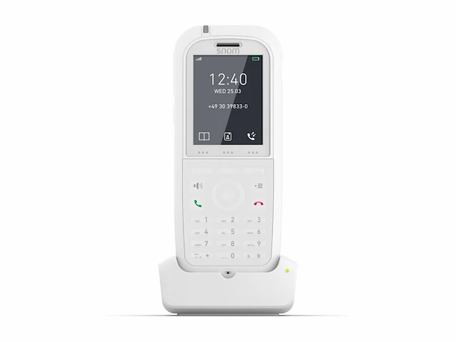 Snom m90 ip office dect robuuste en antibacteriële handset eu / vs voip sip bluetooth ip65 hd alarmtoets hac-compatibel trillen wit - afbeelding 1 van  4