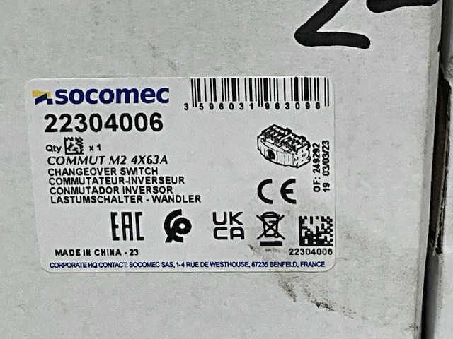 Socomec 22304006 sirco m1 tot m4 lastscheider ip21 4p 63a (2x) - afbeelding 3 van  3