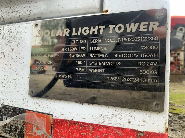 Solar lighttower clt-180 bouwlichtmast - afbeelding 5 van  13